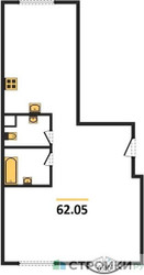 Планировка двухкомнатной(квартира) площадью 62.05 квадратных метров в ЖК “ЖК Дом Достижение”