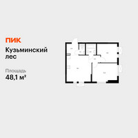 Планировка двухкомнатной(квартира) площадью 48.1 квадратных метров в “ЖК Кузьминский лес”