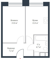 Планировка однокомнатной(квартира) площадью 39.7 квадратных метров в “ЖК Ривер Парк Коломенский”
