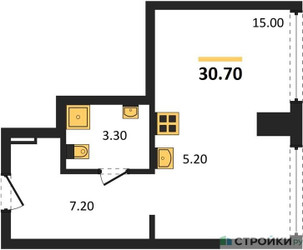 Планировка студии(квартира) площадью 30.7 квадратных метров в ЖК “ЖК Ривер Парк Кутузовский”