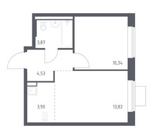 Планировка однокомнатной(квартира) площадью 36.46 квадратных метров в “ЖК Подольские кварталы”