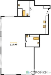 Планировка трехкомнатной(квартира) площадью 125.4 квадратных метров в ЖК “ЖК Very (Вери)”