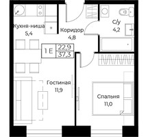 Планировка однокомнатной(апартаменты) площадью 40.2 квадратных метров в “ЖК Апарт-комплекс AIST RESIDENCE (Аист Резиденс)”