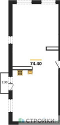 Планировка двухкомнатной(квартира) площадью 72.9 квадратных метров в “ЖК Легендарный квартал на Ботаническом саду”