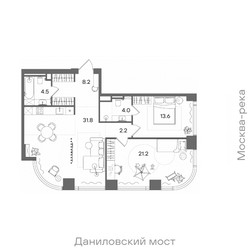 Планировка двухкомнатной(квартира) площадью 85.5 квадратных метров в ЖК “ЖК СТОУН Блик”