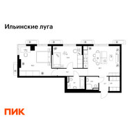 Планировка двухкомнатной(квартира) площадью 67.4 квадратных метров в “ЖК Ильинские луга”