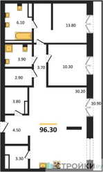 Планировка двухкомнатной(квартира) площадью 96.3 квадратных метров в ЖК “ЖК МОНС”