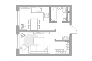 Планировка однокомнатной(квартира) площадью 33.07 квадратных метров в ЖК “ЖК Живописный”