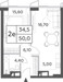 Планировка двухкомнатной(квартира) площадью 50 квадратных метров в “ЖК Will Towers (Вилл Тауэрс)”