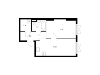 Планировка однокомнатной(квартира) площадью 41.26 квадратных метров в ЖК “ЖК Ильинские луга”