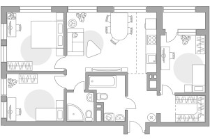 Планировка 4+ комнатной(квартира) площадью 82.58 квадратных метров в “ЖК BeLuck Коломенское”