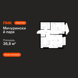 Планировка однокомнатной(квартира) площадью 36.8 квадратных метров в ЖК “ЖК Мичуринский Парк”