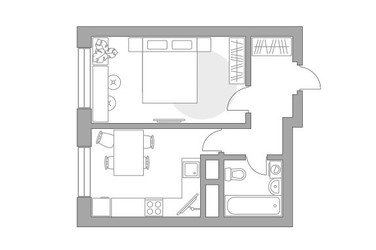 Планировка однокомнатной(квартира) площадью 32.8 квадратных метров в ЖК “ЖК Ильинойс”