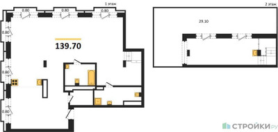 Планировка трехкомнатной(квартира) площадью 139.7 квадратных метров в ЖК “ЖК Квартал Метроном”