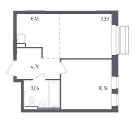 Планировка однокомнатной(квартира) площадью 34.76 квадратных метров в ЖК “ЖК Рублевский Квартал”