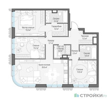 Планировка трехкомнатной(квартира) площадью 103.7 квадратных метров в “Квартал Тишинский Бульвар”