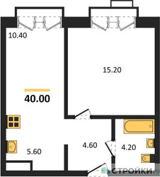 Планировка однокомнатной(квартира) площадью 40 квадратных метров в ЖК “Лесная Коллекция”