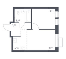 Планировка однокомнатной(квартира) площадью 32.37 квадратных метров в “ЖК Молжаниново”