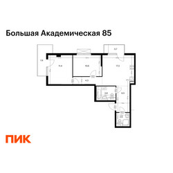 Планировка двухкомнатной(квартира) площадью 59 квадратных метров в ЖК “ЖК Большая Академическая 85”