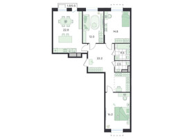 Планировка 4+ комнатной(квартира) площадью 95.6 квадратных метров в “ЖК G3 Театральный”