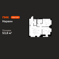 Планировка двухкомнатной(квартира) площадью 53.8 квадратных метров в “Нарвин”
