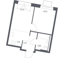 Планировка однокомнатной(квартира) площадью 32.66 квадратных метров в “ЖК Квартал Западный”