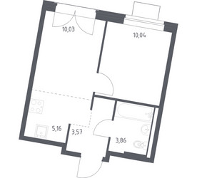 Планировка однокомнатной(квартира) площадью 32.66 квадратных метров в ЖК “ЖК Квартал Западный”