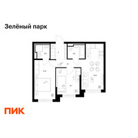 Планировка двухкомнатной(квартира) площадью 50.9 квадратных метров в “ЖК Зеленый парк”