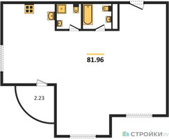 Планировка двухкомнатной(квартира) площадью 82.2 квадратных метров в “ЖК Одинбург”