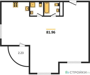 Планировка двухкомнатной(квартира) площадью 82.2 квадратных метров в ЖК “ЖК Одинбург”
