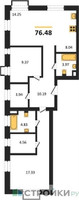 Планировка двухкомнатной(квартира) площадью 76.48 квадратных метров в “ЖК N’ICE LOFT (Найс Лофт)”