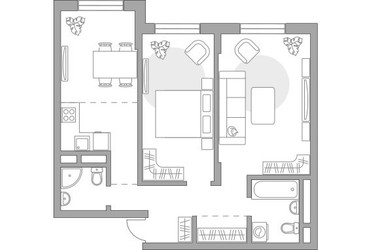 Планировка двухкомнатной(квартира) площадью 68.82 квадратных метров в ЖК “ЖК Живописный”