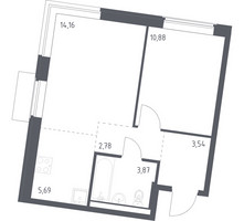 Планировка однокомнатной(квартира) площадью 40.92 квадратных метров в “ЖК Квартал Западный”