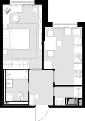 Планировка однокомнатной(квартира) площадью 33.2 квадратных метров в ЖК “ЖК MALEVICH (Малевич)”