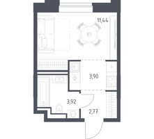 Планировка студии(квартира) площадью 22.03 квадратных метров в “ЖК Верейская 41”