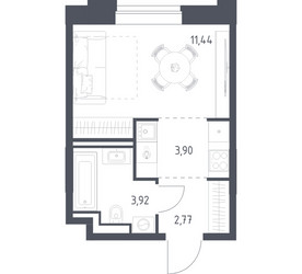 Планировка студии(квартира) площадью 22.03 квадратных метров в ЖК “ЖК Верейская 41”