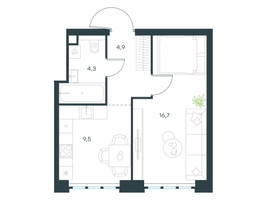 Планировка однокомнатной(квартира) площадью 35.4 квадратных метров в “ЖК Level Южнопортовая”