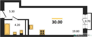 Планировка студии(квартира) площадью 30 квадратных метров в “ЖК Квартал Метроном”