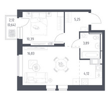 Планировка однокомнатной(квартира) площадью 41.12 квадратных метров в “ЖК Большое Путилково”