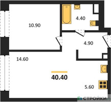 Планировка однокомнатной(квартира) площадью 40.4 квадратных метров в “Жилые кварталы Белый Град”