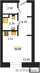 Планировка студии(апартаменты) площадью 25.97 квадратных метров в ЖК “ЖК N’ICE LOFT (Найс Лофт)”