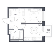 Планировка однокомнатной(квартира) площадью 33.95 квадратных метров в “ЖК Квартал Ивакино”