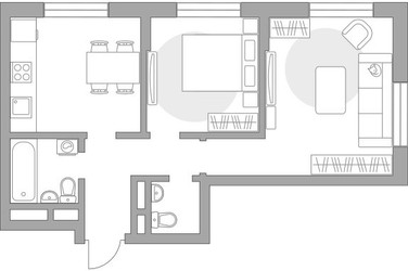 Планировка двухкомнатной(квартира) площадью 50.2 квадратных метров в ЖК “ЖК Живописный”