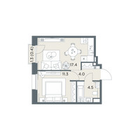 Планировка однокомнатной(квартира) площадью 37.6 квадратных метров в “ЖК Станиславский”