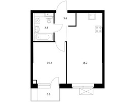 Планировка однокомнатной(квартира) площадью 36.6 квадратных метров в “ЖК Саларьево парк”