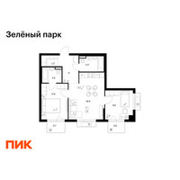Планировка двухкомнатной(квартира) площадью 57.5 квадратных метров в “ЖК Зеленый парк”