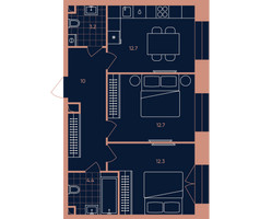 Планировка двухкомнатной(квартира) площадью 55.3 квадратных метров в “Квартал Эра”