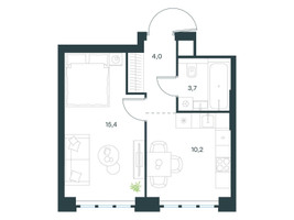 Планировка однокомнатной(квартира) площадью 33.3 квадратных метров в “ЖК Левел Южнопортовая”