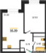 Планировка однокомнатной(квартира) площадью 35.2 квадратных метров в “ЖК Clementine (Клементин)”