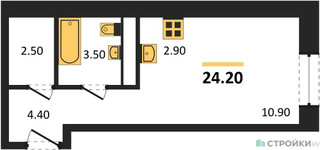 Планировка студии(квартира) площадью 25.5 квадратных метров в “ЖК Новая Щербинка”